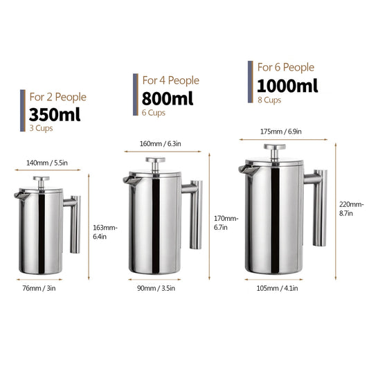 Double-Wall Stainless Steel French Press - POCILLO