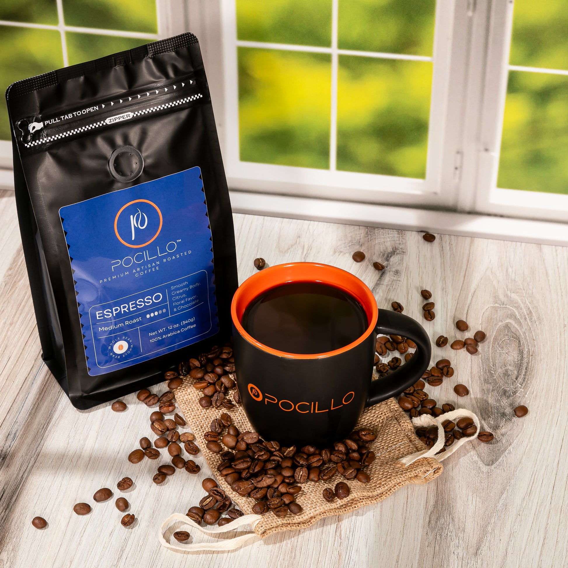 Premium Espresso Coffee | Whole Bean | Medium Roast | 12 ounces bag | POCILLO - POCILLO