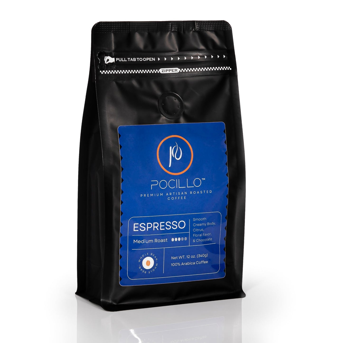 Premium Espresso Coffee | Whole Bean | Medium Roast | 12 ounces bag | POCILLO - POCILLO