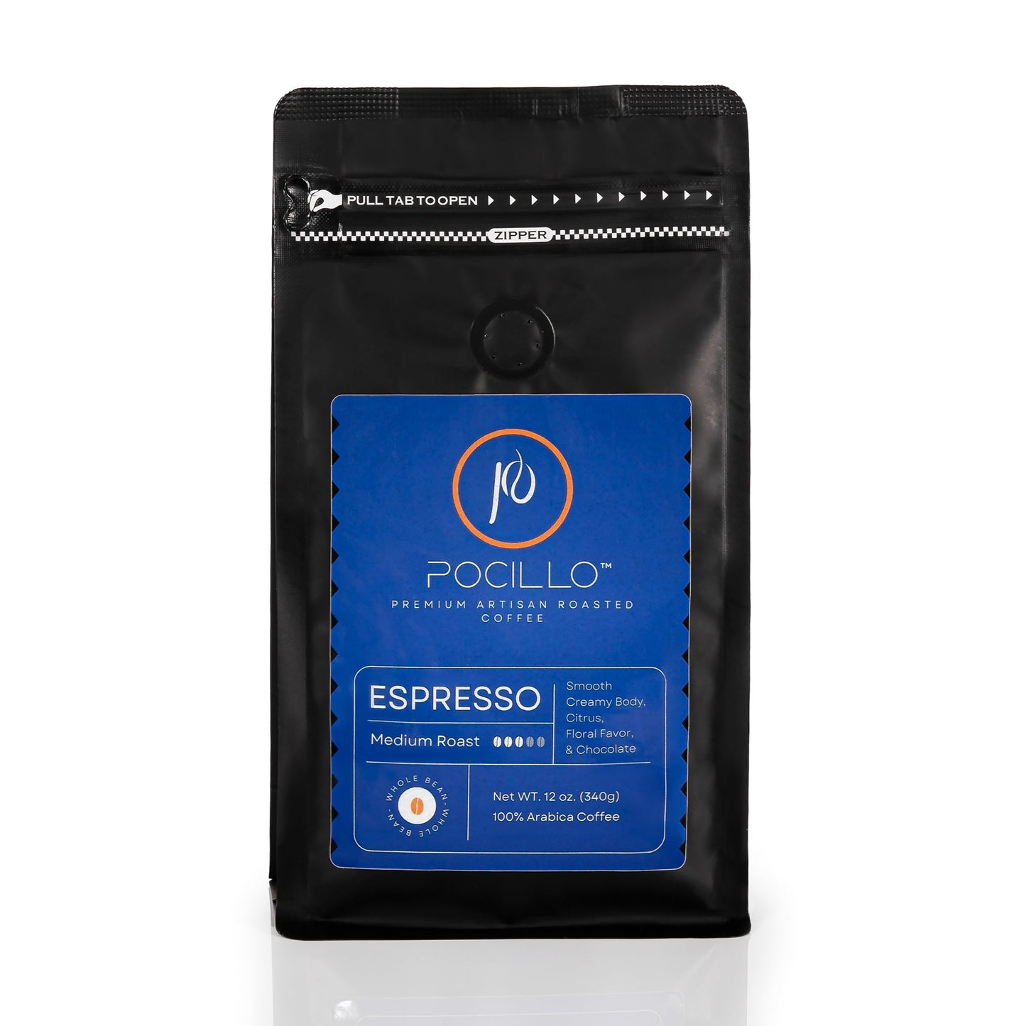 Premium Espresso Coffee | Whole Bean | Medium Roast | 12 ounces bag | POCILLO - POCILLO