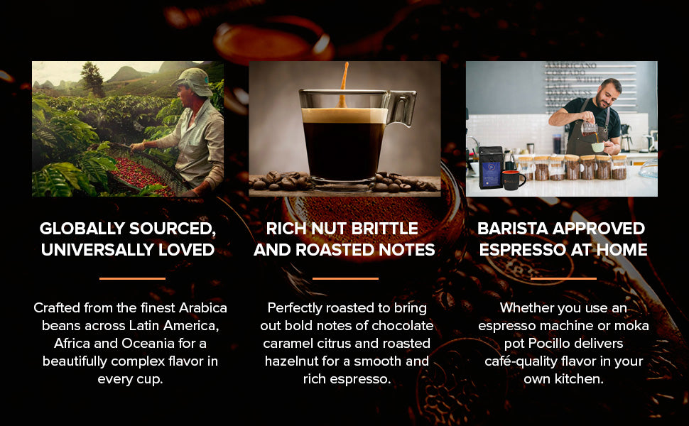 Premium Espresso Coffee | Whole Bean | Medium Roast | 12 ounces bag | POCILLO - POCILLO