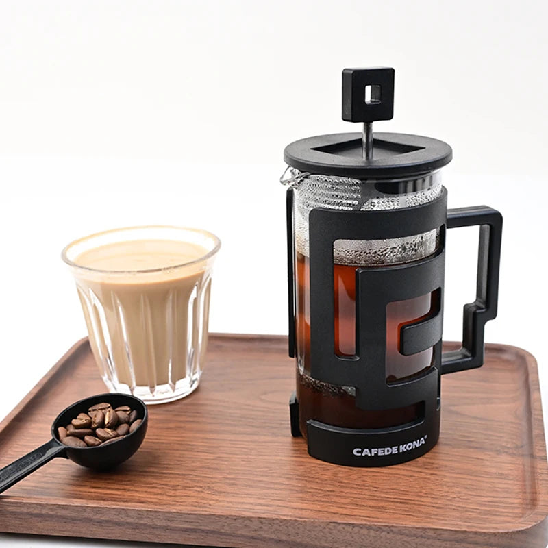 French Press Kettle 350ml 10oz. Heat-Resistant Glass Coffee/Tea Pot With Filter Screen - POCILLO