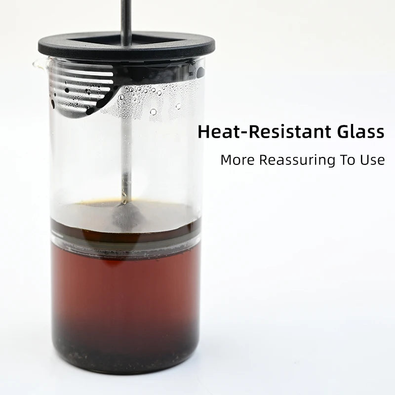 French Press Kettle 350ml 10oz. Heat-Resistant Glass Coffee/Tea Pot With Filter Screen - POCILLO