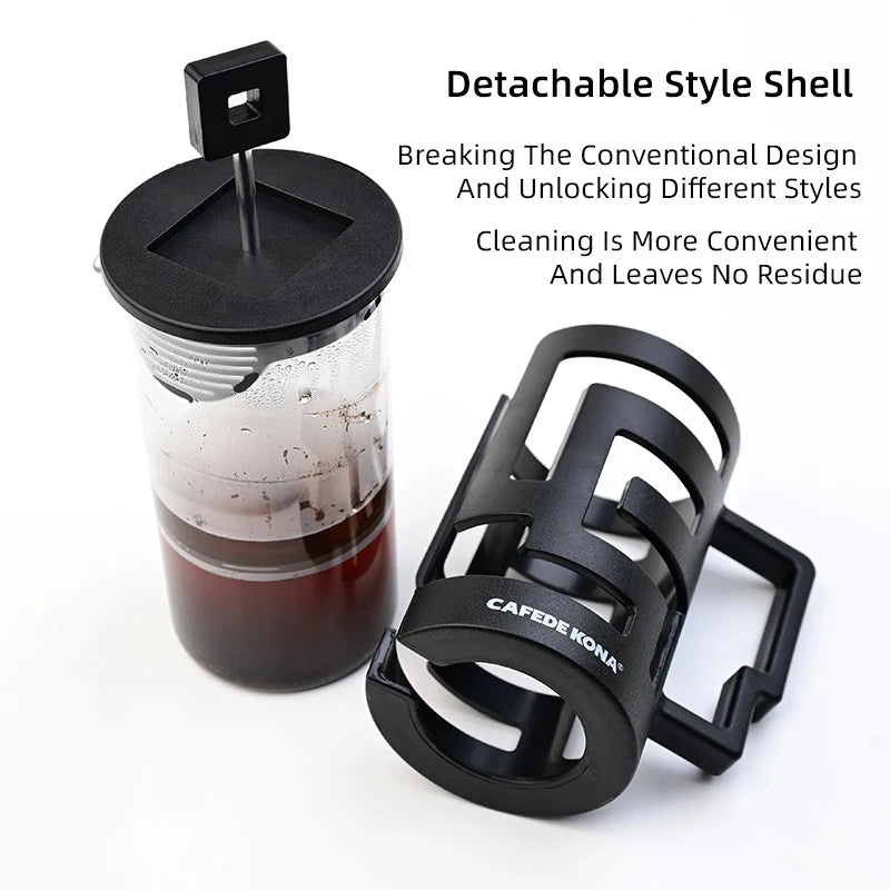 French Press Kettle 350ml 10oz. Heat-Resistant Glass Coffee/Tea Pot With Filter Screen - POCILLO
