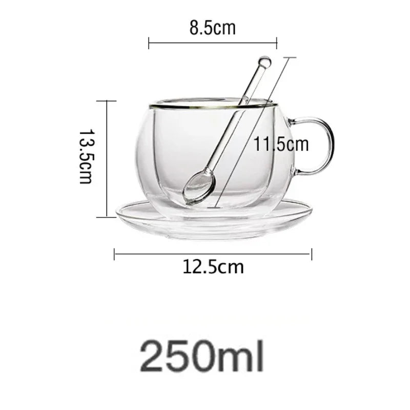 Double Wall Glass Coffee Cup and Saucer Set - POCILLO