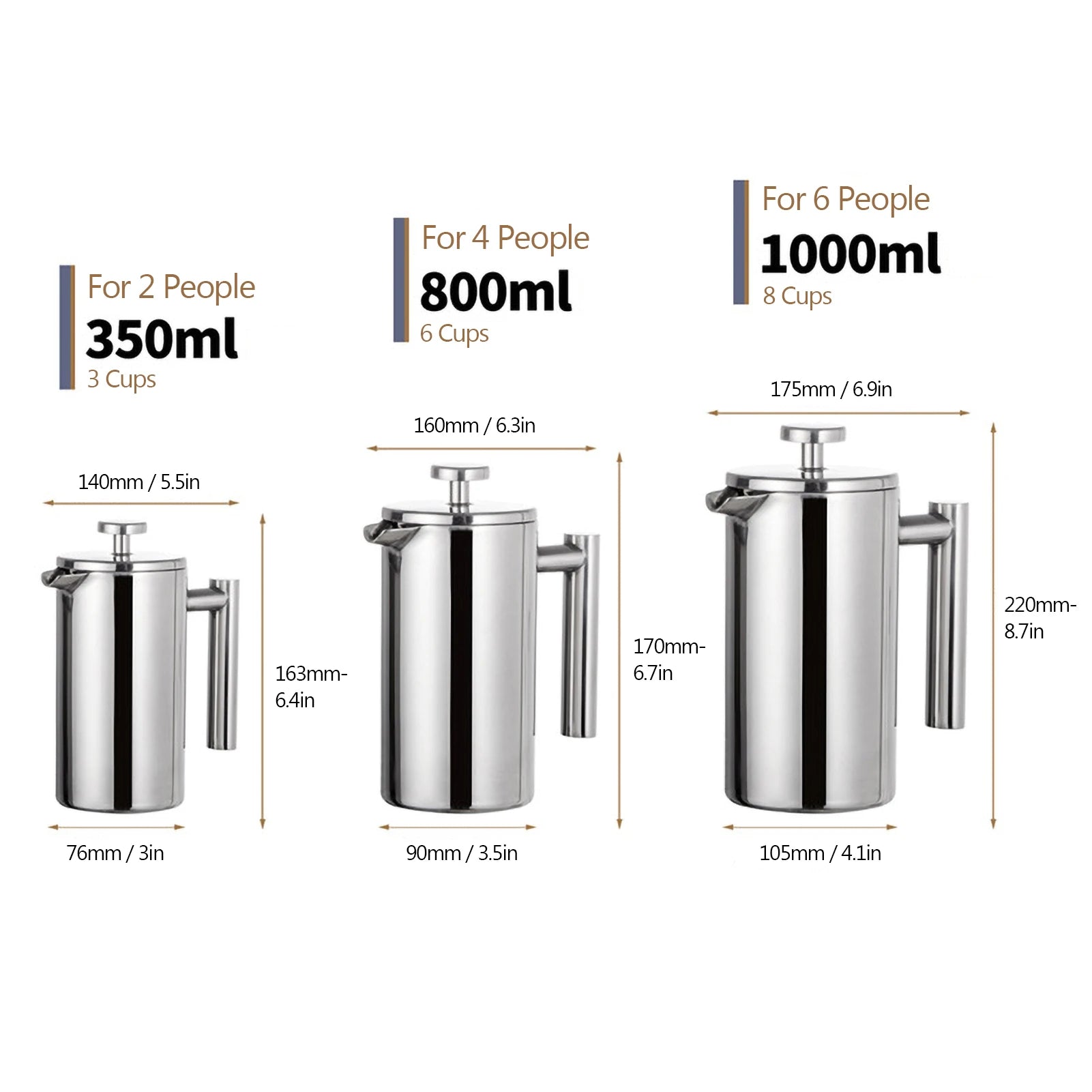 Double-Wall Stainless Steel French Press - POCILLO