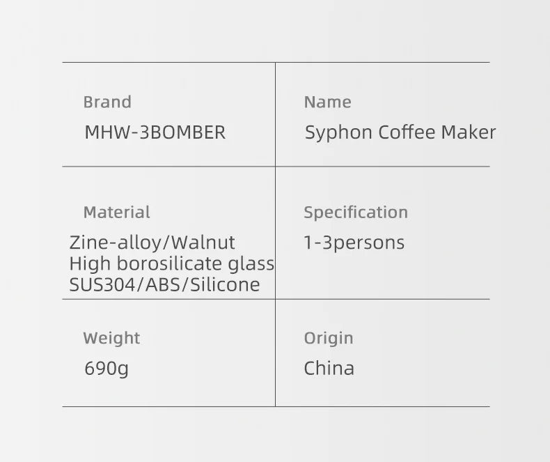 MHW-3BOMBER Coffee Siphon Pot Set - POCILLO