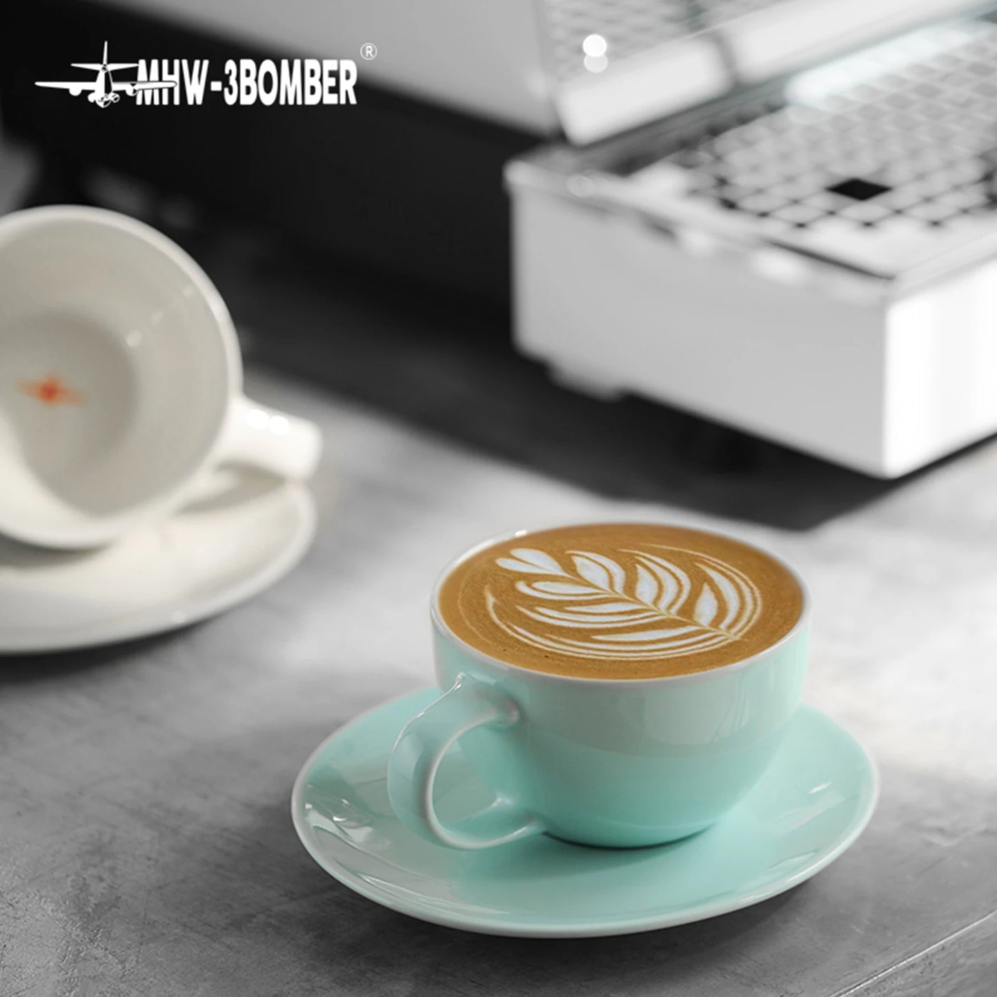 MHW-3BOMBER 300ml Latte Mugs Ceramic Saucer | Cappuccino Latte Art Cup set - POCILLO