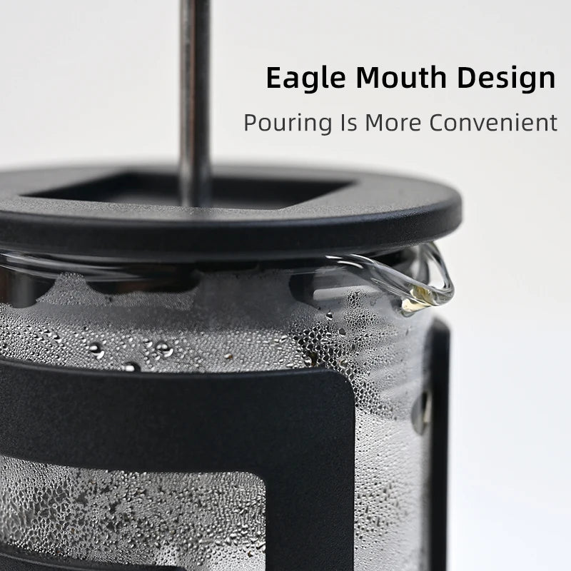French Press Kettle 350ml 10oz. Heat-Resistant Glass Coffee/Tea Pot With Filter Screen - POCILLO
