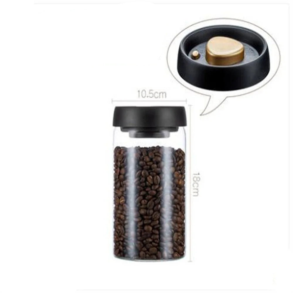 1pc Coffee Beans Vacuum Sealed Tank Household Glass Food Storage Tank For Moisture-proof Air Extraction Tea Storage TanK - POCILLO