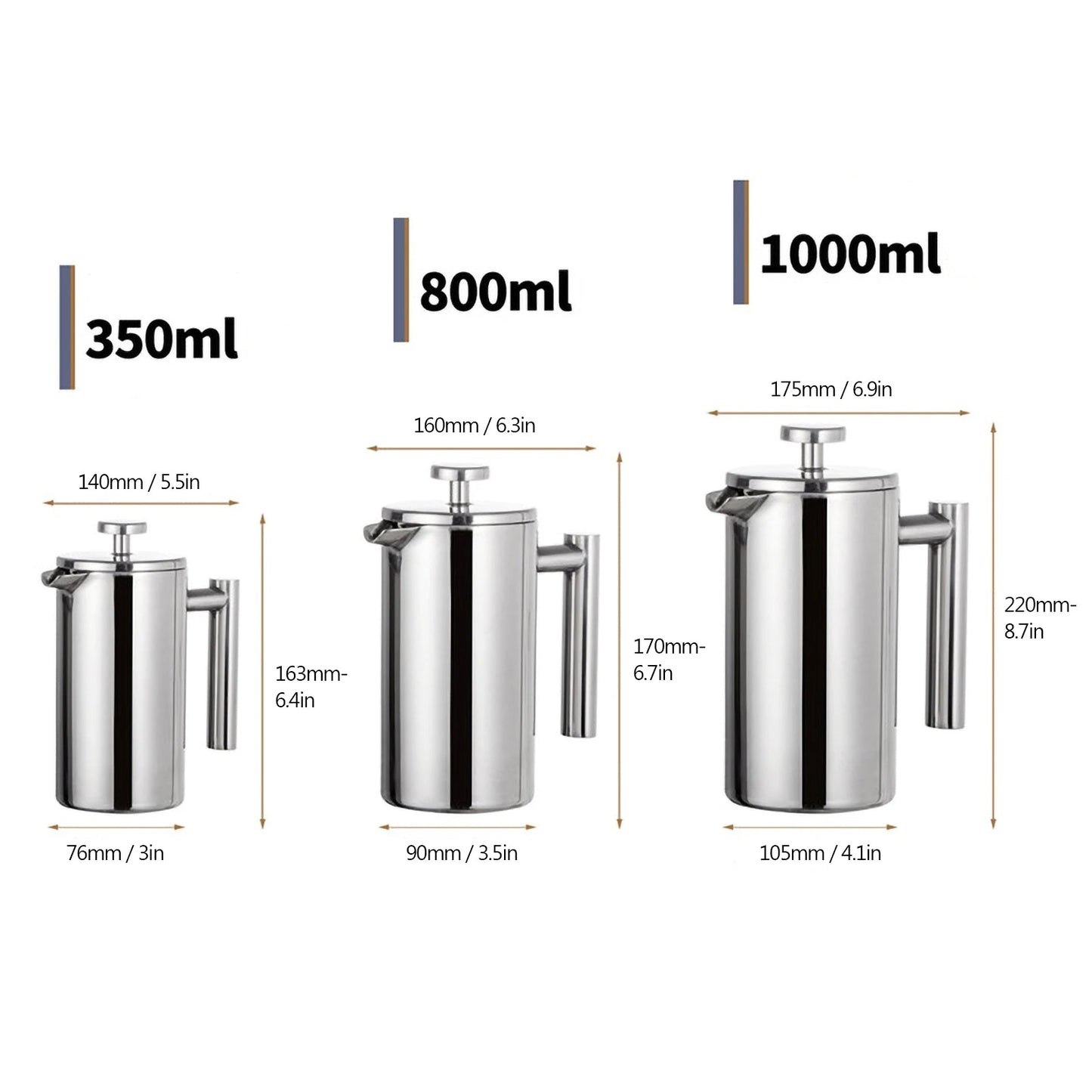 Double-Wall Stainless Steel French Press - POCILLO